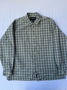 Y2K Abercrombie & Fitch Green Plaid Button-Up Shirt Large 100% Cotton